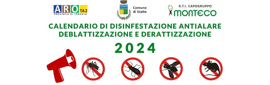 Interventi di Sanificazione Ambientale: calendario di maggio, giugno e luglio 2024 a Statte