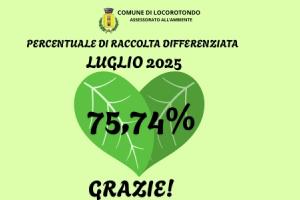 PERCENTUALE RACCOLTA DIFFERENZIATA LUGLIO 2025