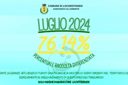 PERCENTUALE RACCOLTA DIFFERENZIATA LUGLIO 2024